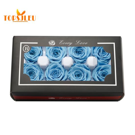 

8 шт. вечные цветы розы, яркий цвет, естественный вид, вечное цветение, сохранившийся цветочный орнамент ручной работы в виде розы небесно-голубой