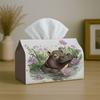 1pc Cute Whimsical Gentle Tissue Box with Hippo Animal Floral Illustration-Fabric Napkin Storage Organizer for Kitchen,,Elegant Decorative Box,Purpose