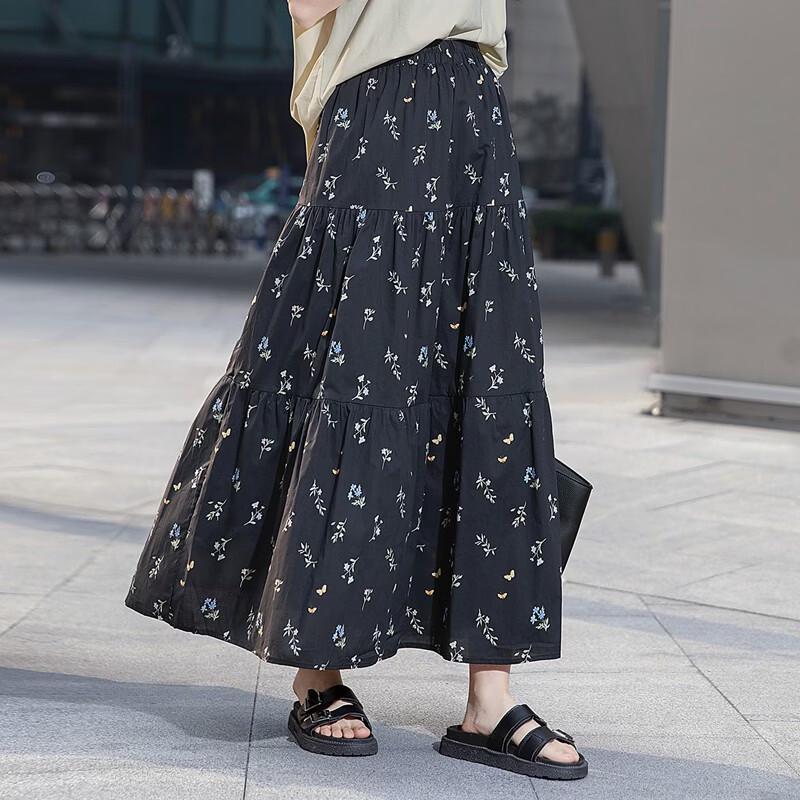 Women's High-Waist Floral Patchwork Long Skirt
