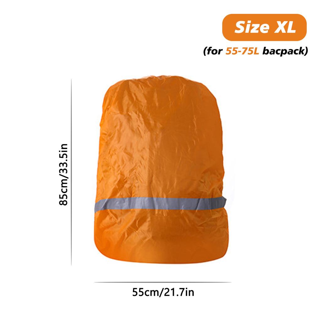 Water-proof Backpack Cover Rainproof Backpack Rain Cover with Reflective Strip for Hiking Camping Orange XL