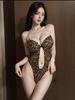 Sexy Leopard Print Steel Holder Gathering Pajamas Temptation Uniform Nightclub Set Women Rompers Clothing Body Suits 49Ky