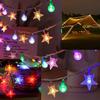 Nechique Solar LED String Lights, 12m, 100 Bulbs, Flexible, Crystal Ball & Star Combination, Outdoor Waterproof IP44, 8 Flashing Patterns, Perfect for