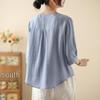 Xiaofu Sommer-Oberteil für Damen mittleren Alters im neuen chinesischen Stil mit kurzen Ärmeln