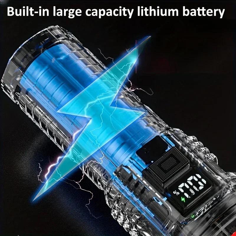 High Power 8-LED Flashlight Ultra-bright Long-range USB Rechargeable Flashlights with 3 Lighting Modes Emergency Torch