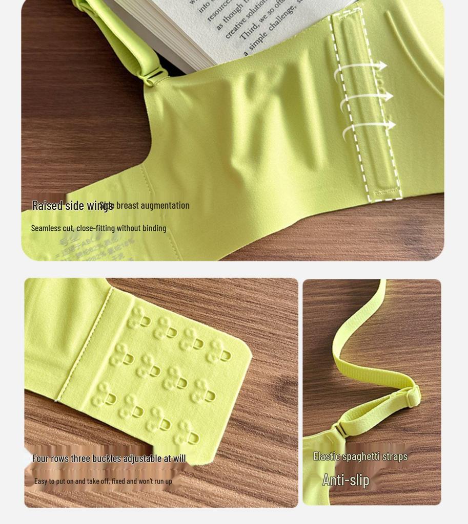 Women's Seamless Wire-Free Bra: Summer Lightweight, Enhances Small Bust, Side Support, Anti-Sagging
