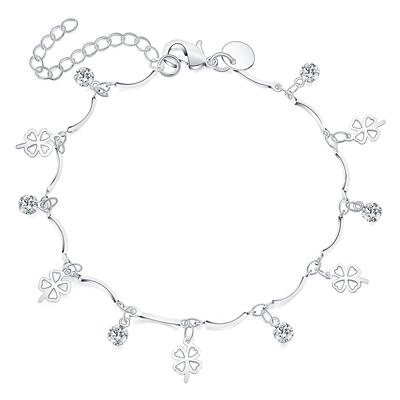 925 Sterling Silver AAA Zircon Clover Bracelet Fashion Jewelry