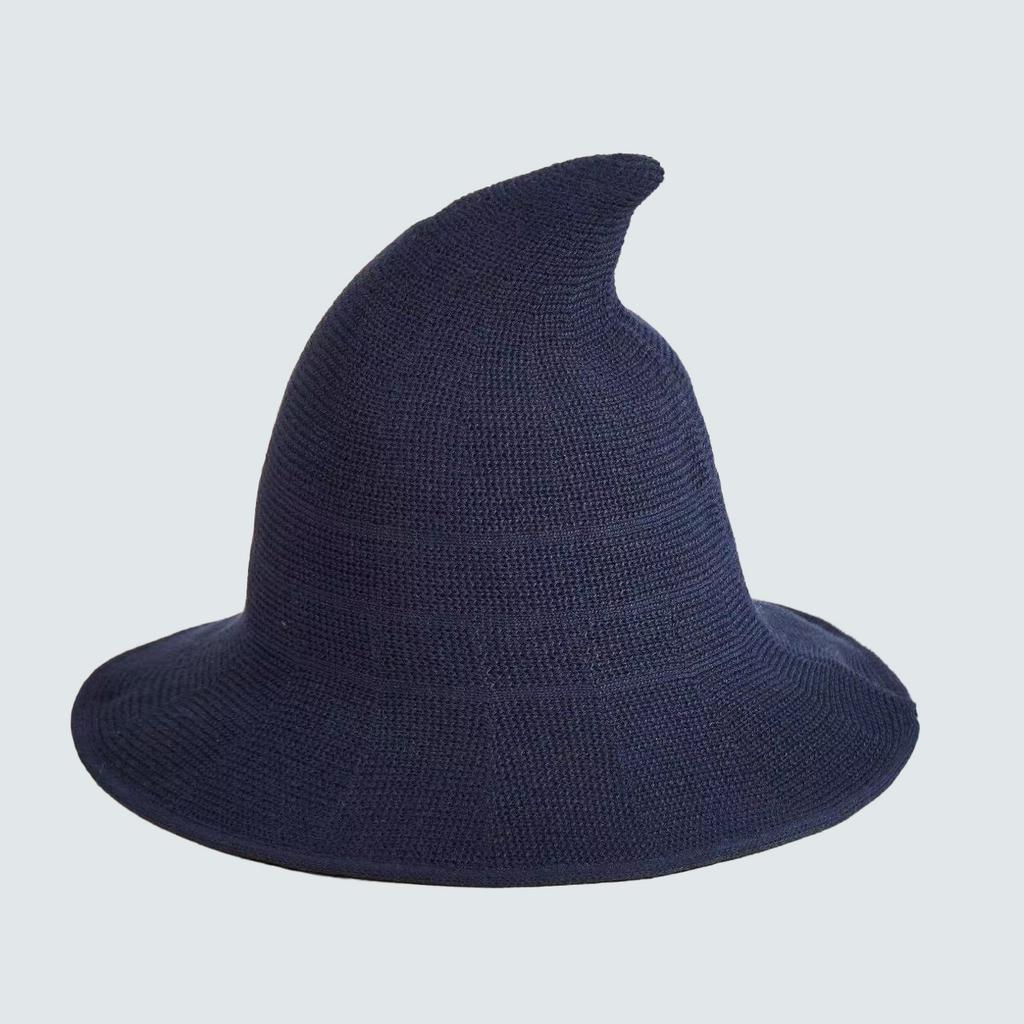 Halloween Wizard Hat Cotton Yarn Knitted Witch Hat Adult Children's Pointed Wizard Hat