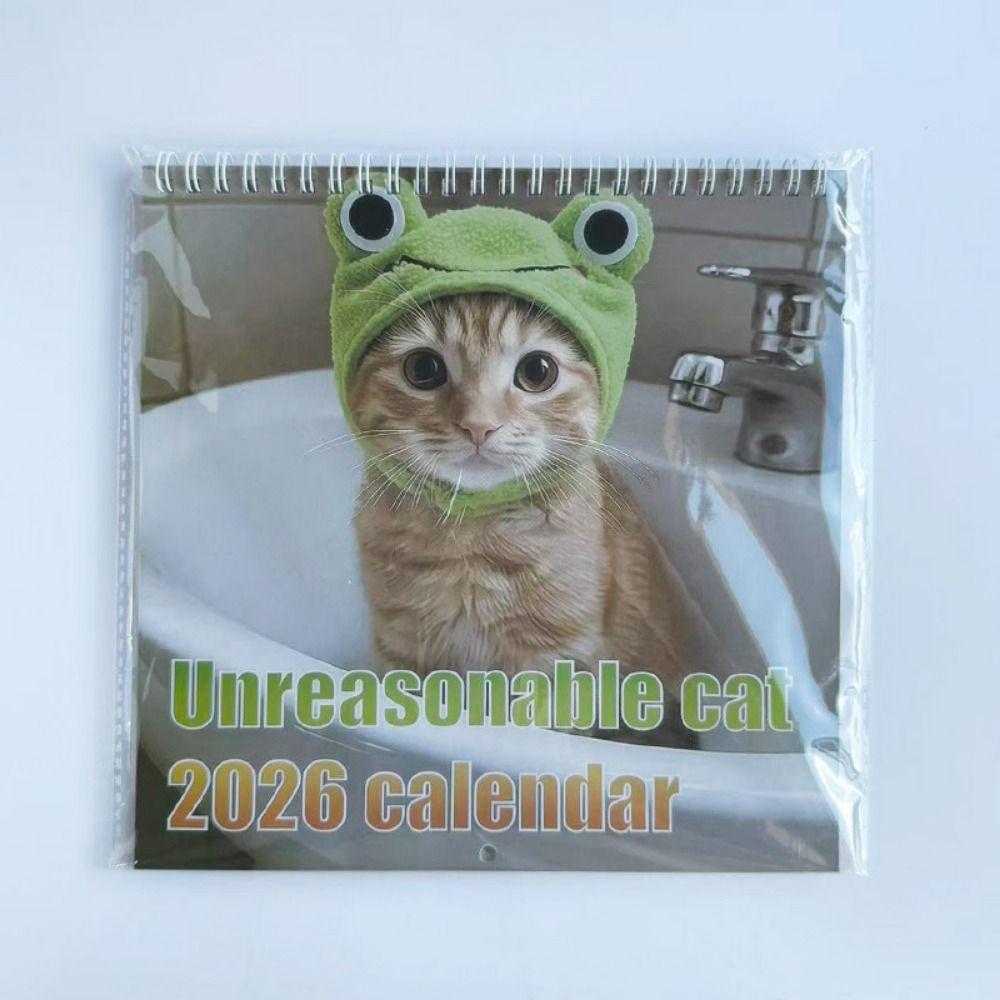 One Month to View 2026 Cat Calendar Memo Planner Monthly & Daily Planner Cute 2026 Wall Calendar