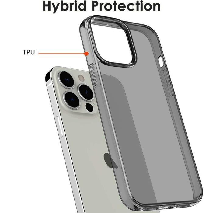 Coque Silicone - iPhone - 14 Pro - Gris Clair - Souple - 2 Vitres en Verre Trempé