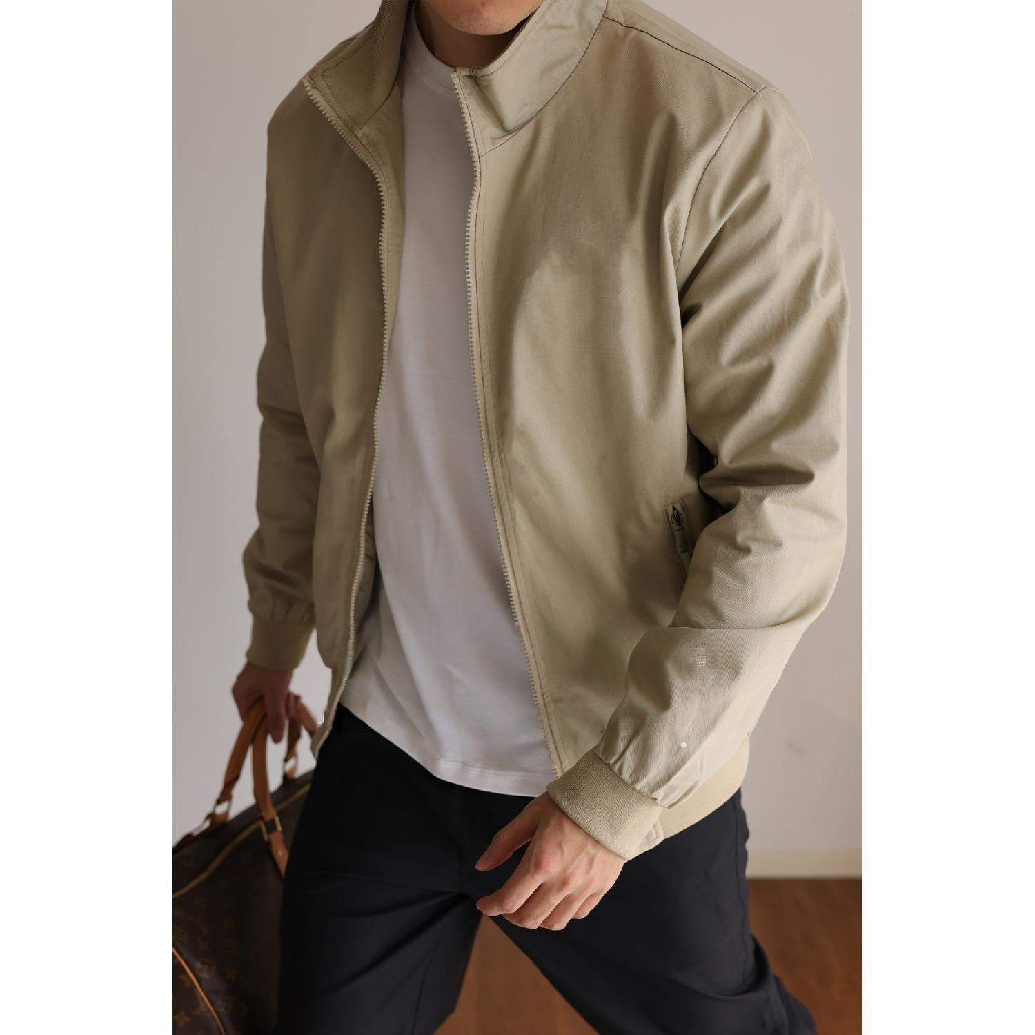 

Мужская повседневная однотонная ветровка 2025: Свободный крой Весна/Осень, Модная деловая куртка с воротником-стойкой XXL