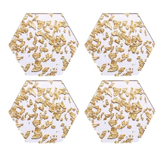 

4Pcs Coasters Acrylic Transparent Faux Crystal Texture Heat Resistant Coasters Protect Desktop B