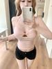#Summer New Spice Girl Style Metal Buckle Neck Vest Slim One-piece Chest Pad Versatile Top