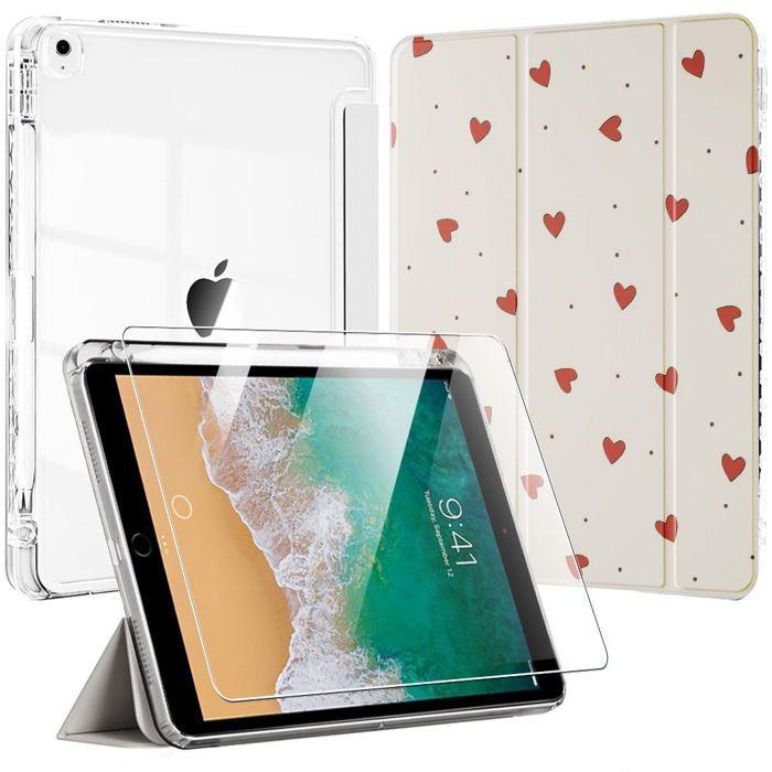 Coque + Verre Trempé - E.F.Connection - pour iPad Air 3 / pour iPad Pro 10,5" - avec Porte-Stylet - Motif Cœur