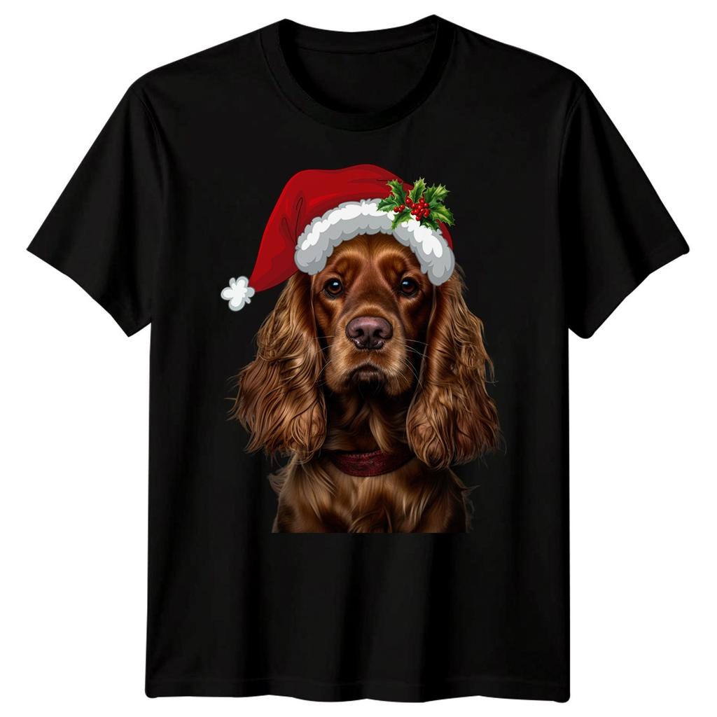 Spaniel Dog Christmas Holiday Animals Unisexs Unisexs Graphic Tee Festive Tee