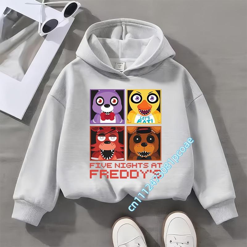 Five Nights At Freddy's Kids Boys' Sportswear Girls' Casual Top Cartoon Print Autumn/Winter Long-Sleeve Children's Hooded Shirt