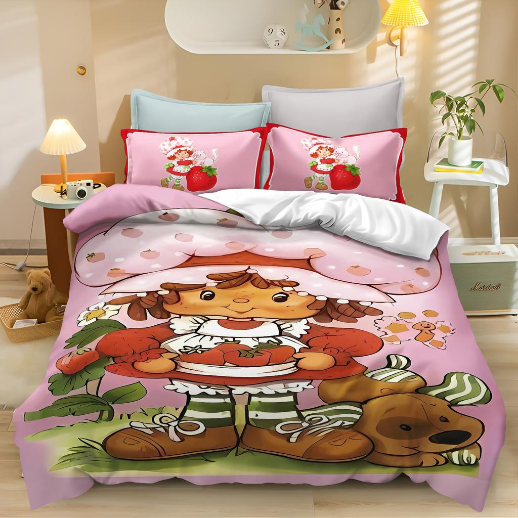 Carton Strawbery Shortcake Young Girls Comfortable Quilt Cover Skin Friendly Breathable Adorable Lovely Printed Beding Children's Bedrom Decoration