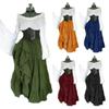 Abito Maxi da Donna Off-Shoulder a Manica Lunga Vestibilità Larga Vita Alta Abito Cosplay Rinascimentale Medievale
