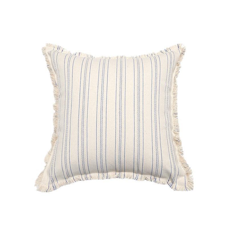 New Style Polyester-cotton Striped Yarn-dyed Jacquard Whiskered Edge Pillow Cushion Cushion Cover