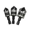 90° Carbon Steel Hex Shank 5-Flute Countersink Set (12/16/19mm) – 3-Piece Woodworking Chamfering Tool, Tax Included