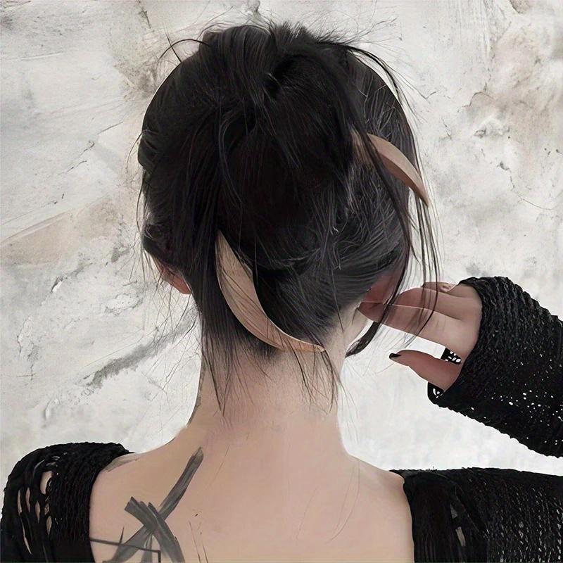 Handcarved Crescent Hair Fork Simple Wooden Moon Hairpin Modern High-end Half Moon Hairpin Daily Hair Curling Wooden Handcrafted