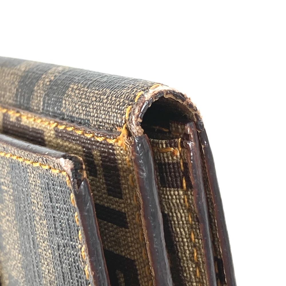 FENDI Zucca logo Zucchino Compact wallet Folded wallet Leather/PVC Brown/Beige