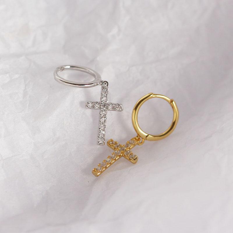 Classic Cross Micro Set Diamond Earrings - Women's Ear Clasp Zirconia Earrings - Versatile and Elegant Earrings