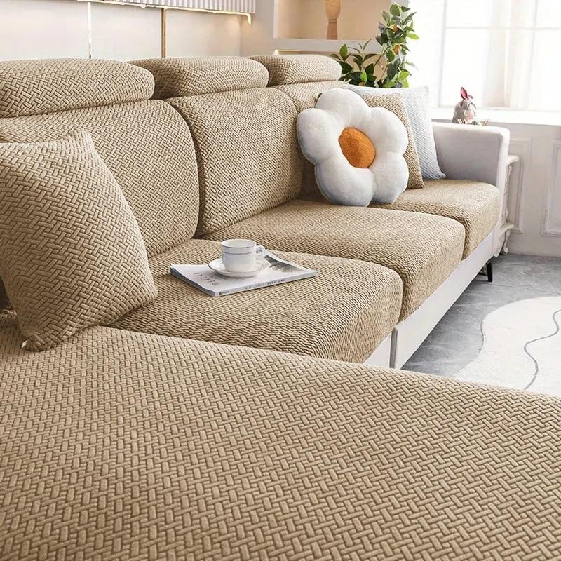 Dicker Jacquard-Sofa-Sitzkissenbezug für Wohnzimmermöbel, Schutz für L-förmige Ecksofas, abnehmbare Sitzbezüge