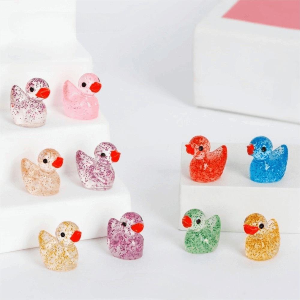 Glittering Resin Duck Figure Toy Mini Small Mini Tiny Ducks Miniature Duck Ornament Landscape