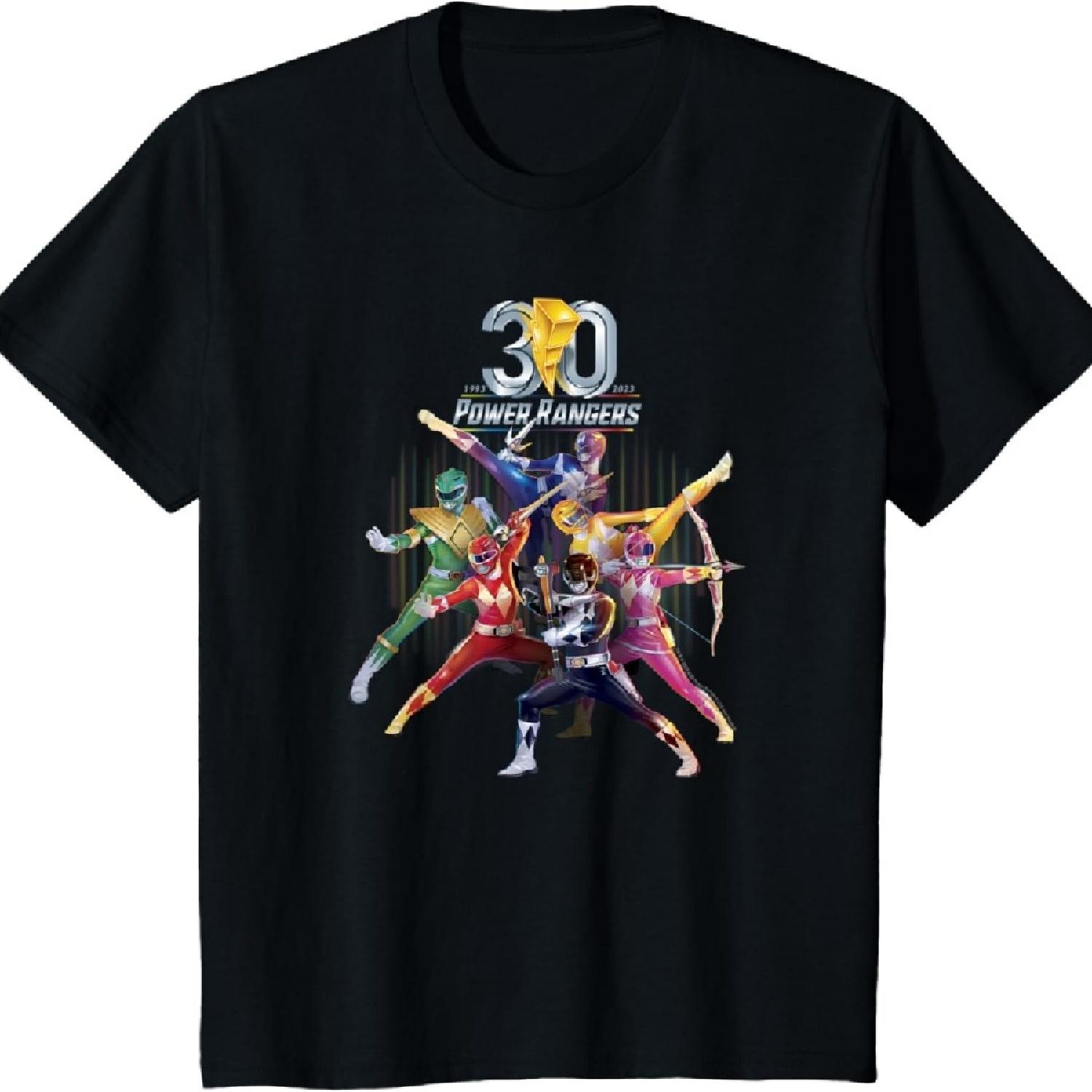 

Kids Power Rangers 30th Anniversary Mighty Morphin Vintage Poster T-Shirt XXXXXL чорний