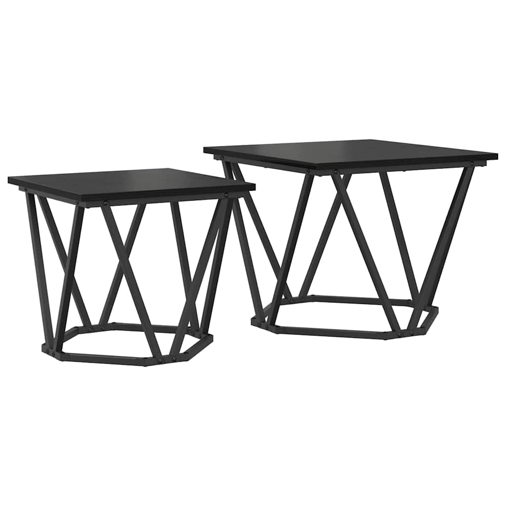 Side Table Set 2 Pcs Black Oak 50 X 50 X 40 Cm