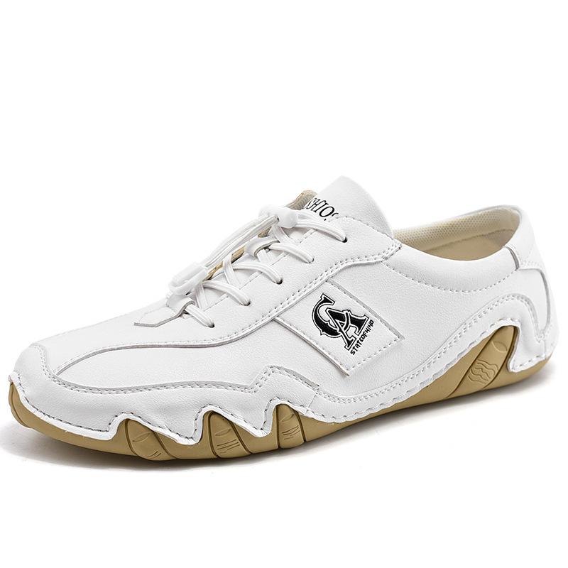 Spring 2025 new leather casual driving breathable octopus beanie shoes men's British lazy low-top casual shoes