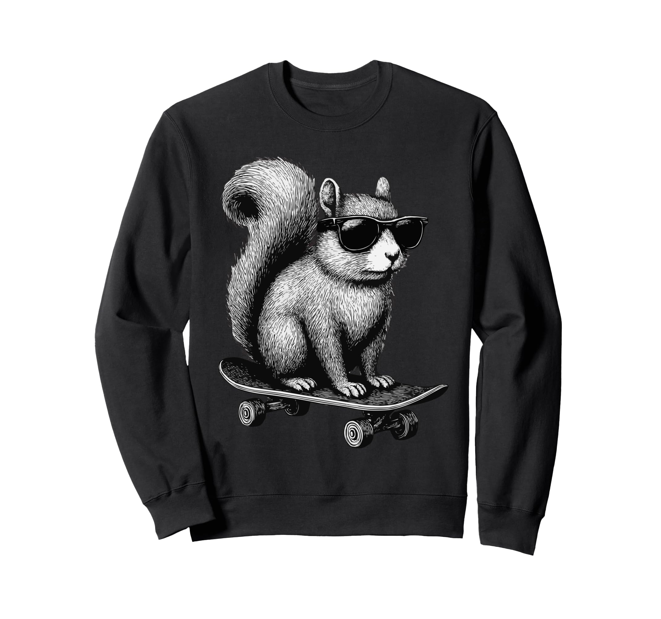 

Skateboarder Squirrel with Sunglasses Animal Skater Graphic Sweatshirt