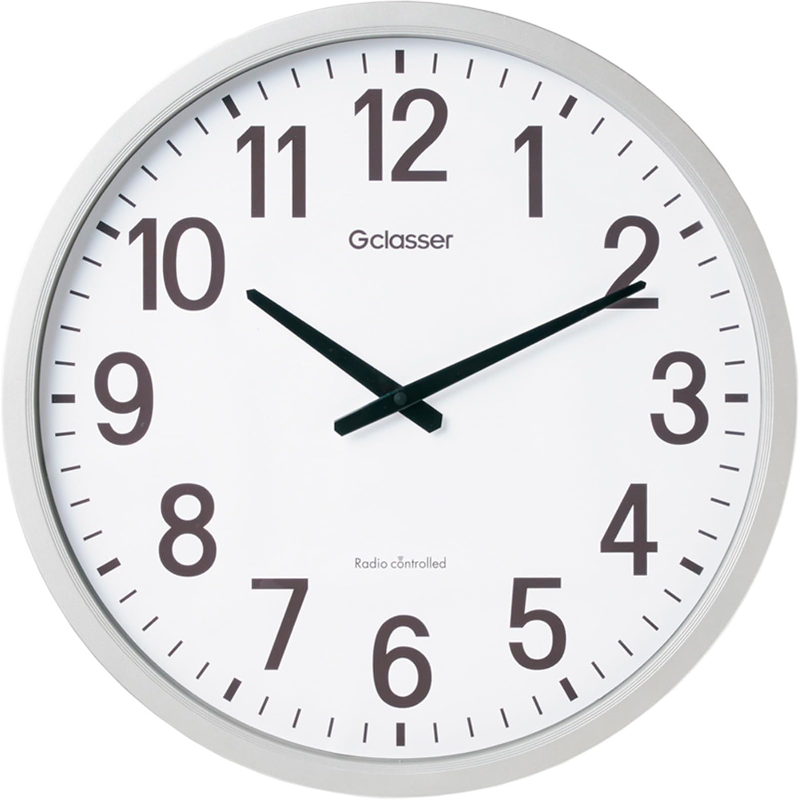 

KINGJIM Wall 50cm Clock, Radio-Controlled, Large, Diameter, Analog, Silent, Silver, GDK-001 белый