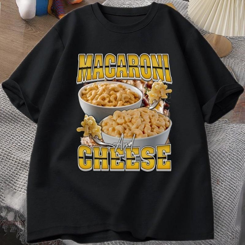 Macaroni Cheese Rap Vintage Graphic TShirt Funny Retro Food Lover Tshirt 90s Aesthetic Trendy Y2K Streetwear Tees Clothes