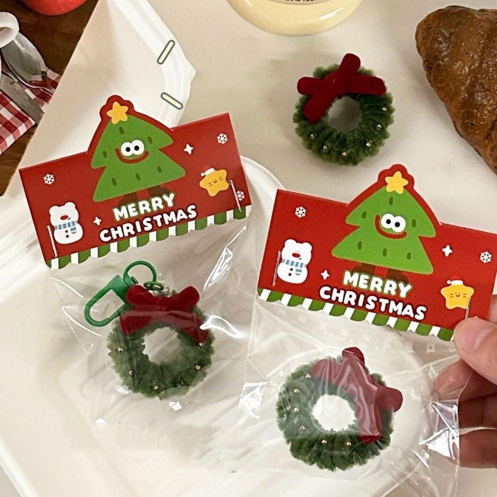 Red Mini Wreath Keychain Cartoon Christmas Brooch Fashion Christmas Pendant  Birthday Gift