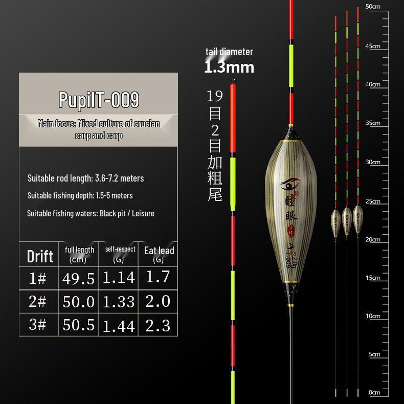 High Sensitivity Eye Black Fishing Float: Super Eye-Catching, Thickened Tail for Light Bite Crucian Carp Fishing