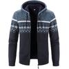 Men's Autumn Winter Zippered Hooded Sweater Cardigans - Thick Patterned Warm Knitwear for Casual Style