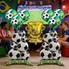 9Pcs Soccer Theme Foil Balloon Set, Standing Football Stack & Golden Champion Trophy Mylar Balloons, 18-Inch Round Soccer Balloon