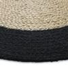 FUNNY JUTE - Tapis salon ou chambre en jute naturel rond diamètre 90 cm - Bord Noir