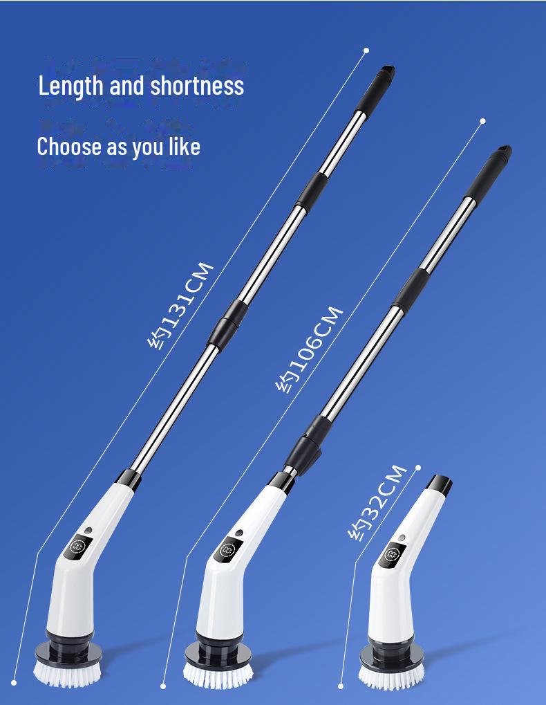 Electric Multi-Function Scrubber with Replaceable, Extendable Heads for Floor Cleaning