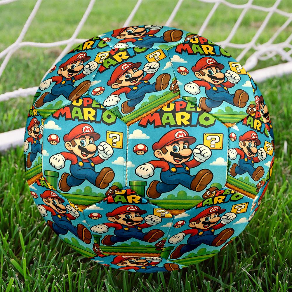 Super Mario Print Size 5 Soccer Ball, Standard Match Football for Sports Game and Team Practice, Ideal Gift for Soccer Fans