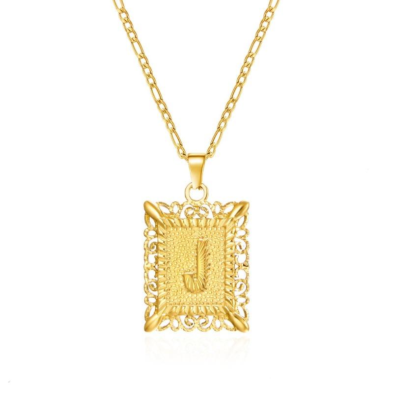 European and American style simple square 26 letter pendant necklace women's personality high-end design jewelry