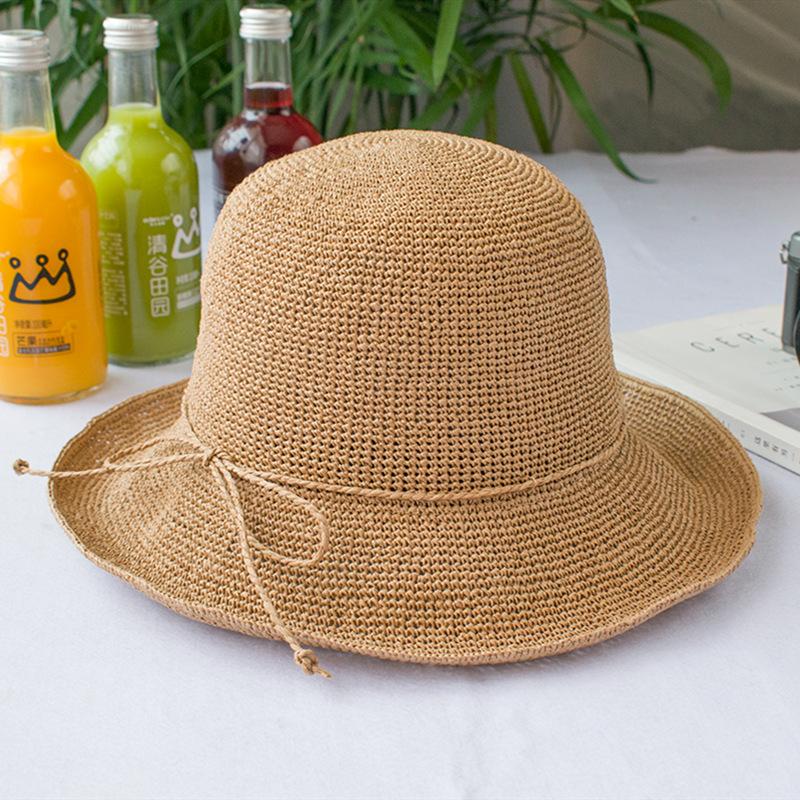 Straw Hat Raffia Fisherman Hat Children Summer Small Fresh Sun Hat Sun Protection Can Be Folded To Show Small Face
