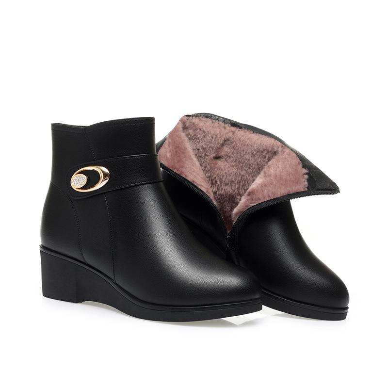 Slope Heel Short Boots Women's Autumn and Winter, New Fashion Boots    and Elderly Women's Shoes Platform Waterproof Table Mother Shoes