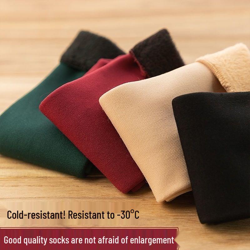 Unisex Fleece-Lined Mid-Calf Socks - Warm Plush for Autumn/Winter