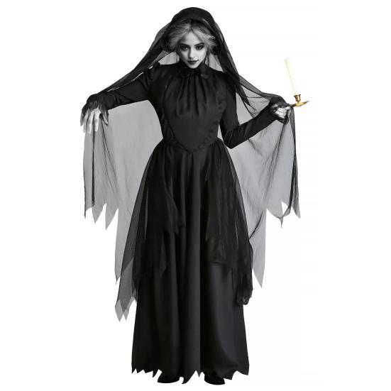 Halloween kostým Dark Witch Ghost Bride Women Dres Black Gauze Maxi Dres Horror Demon Kostým pro Halloween Costume Party Stage Show