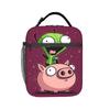 Invaders Zims Gir Lunch Bag  Portable Zipper Lunch Box Girls Office Print Cooler Bag Kawaii Waterproof Thermal Tote Handbags