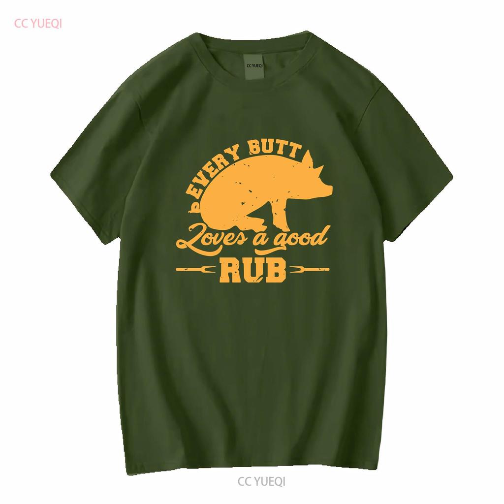 Every Butt Loves A Good Rub Funny Pig Pork BBQ T Shirt JenellPatterson Long or Short Sleeves Vintage Washed Casual Graphic