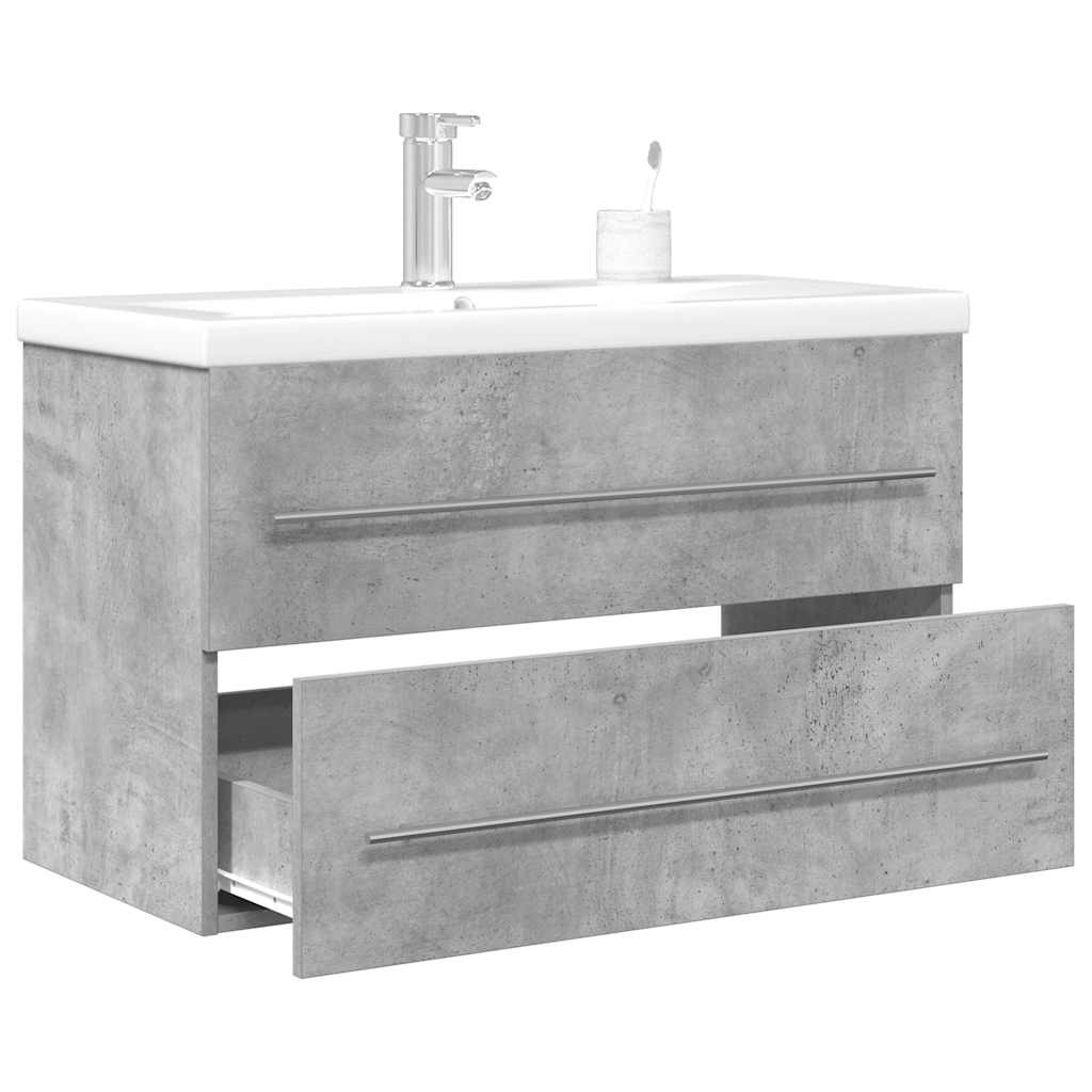 2 Piece Bathroom Furniture Set Concrete Grey Particleboard