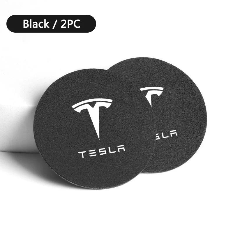 Car Sticker Tesla 2pcs Non-slip Car Logo Coaster Water Cup Pad For Tesla Model 3 Y S X 2017 2018 2019 2020 2021 2022 2023 Roadst